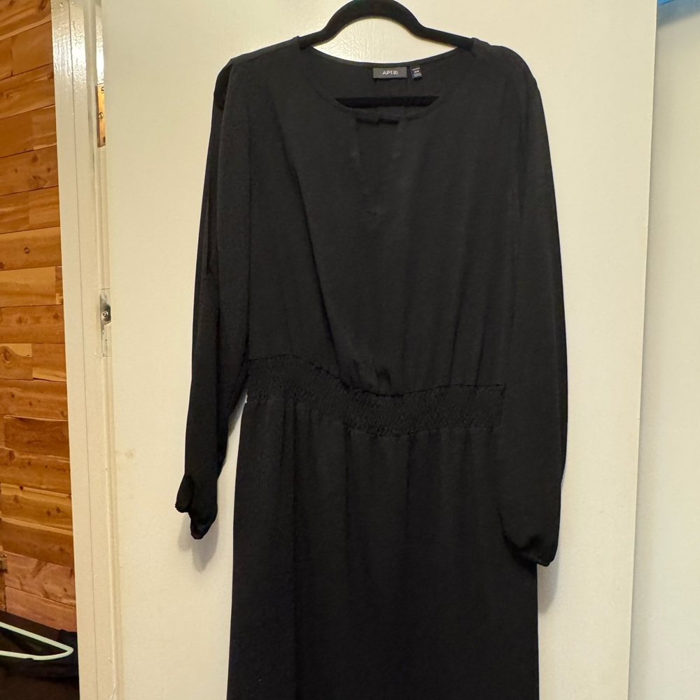 H&M Black Wrap Dress with Bishop Sleeves